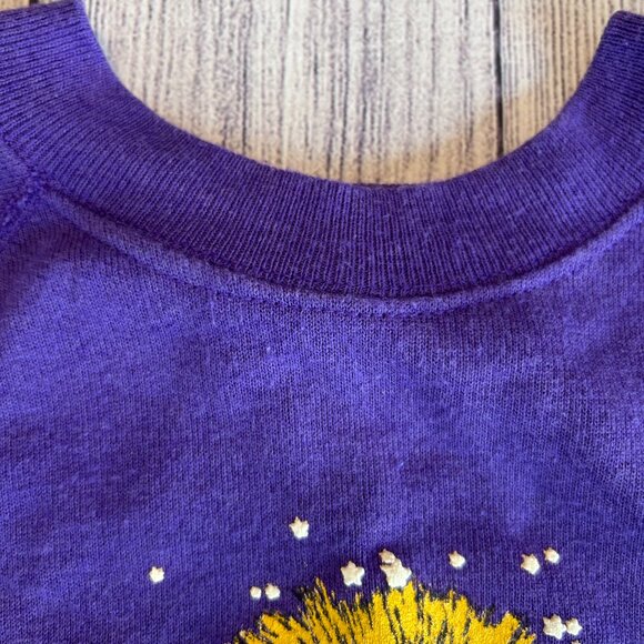 vtg 80s Jesus Messiah purple crewneck sweatshirt size L puff paint double sided - Picture 6 of 14